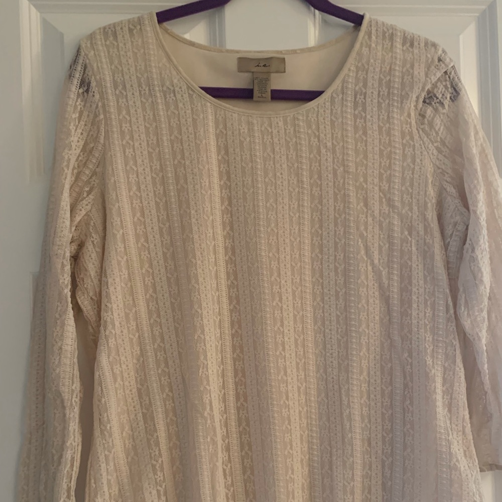 Cream Color Blouse With beautiful Lace detailing